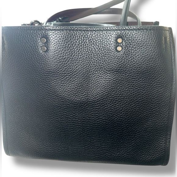 Coach 1941 Rogue 30 LEATHER Bag Satchel Shoulder Tea Rose Appliqué BLK Metallic - Picture 4 of 17